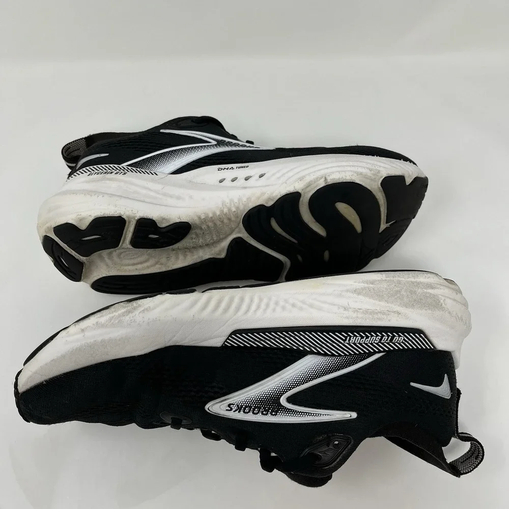 Brooks Glycerin GTS 22 Womens Size 8 Black White Road Running Shoes 1204351B090